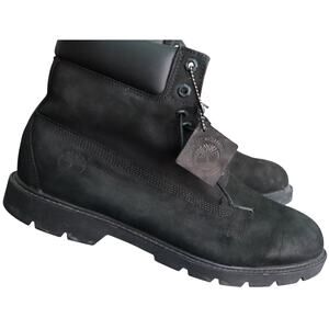 Timberland PREMIUM 6 Mens 13M Waterproof Boot Black Leather Nubuck Lug Sole